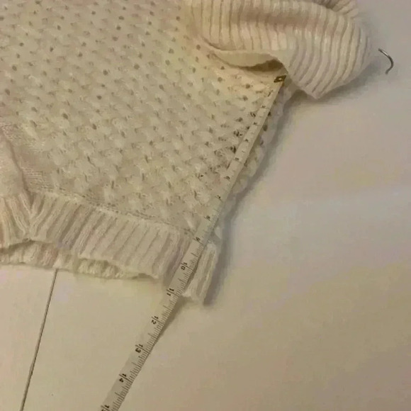 SISLEY Italy Vintage White Cable-Knit Mohair Blend Cowl Neck Sweater Size Medium - Picture 7 of 10